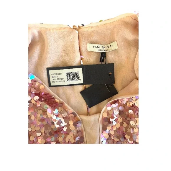 NWT Halston Heritage Chiffon Sequin Mini Dress - Picture 4 of 4